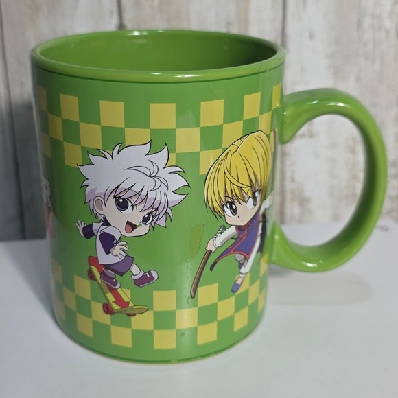 Just Funky Other - Hunter x Hunter Chibi Characters Green Checkered Ceramic Coffee Mug Just Funky